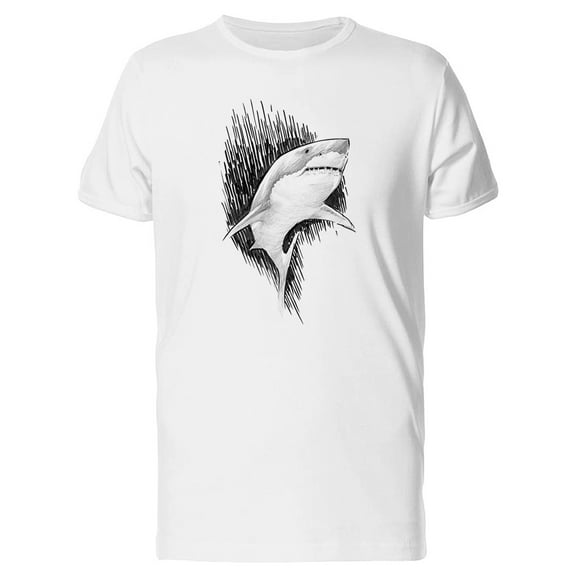 Shark Drawing Line Art T-Shirt Men -Image by Shutterstock, Male Small