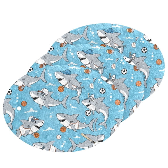 Shark Dreams Time Cellulose Cleaning Sponge Set 3 Pack Compressed Kitchen Scrubber for Dishes