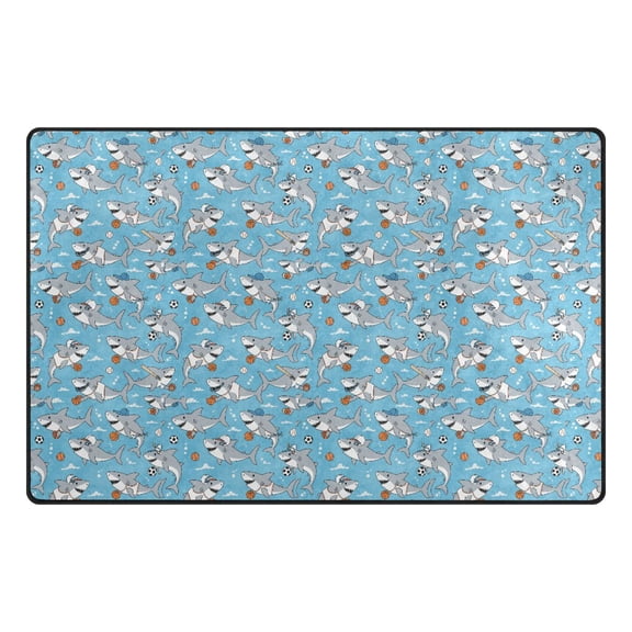 Shark Dreams Time Memory Foam Area Rug 31"x20" Non Slip, Absorbent, Fade Proof for Living Room, Bedroom, Office