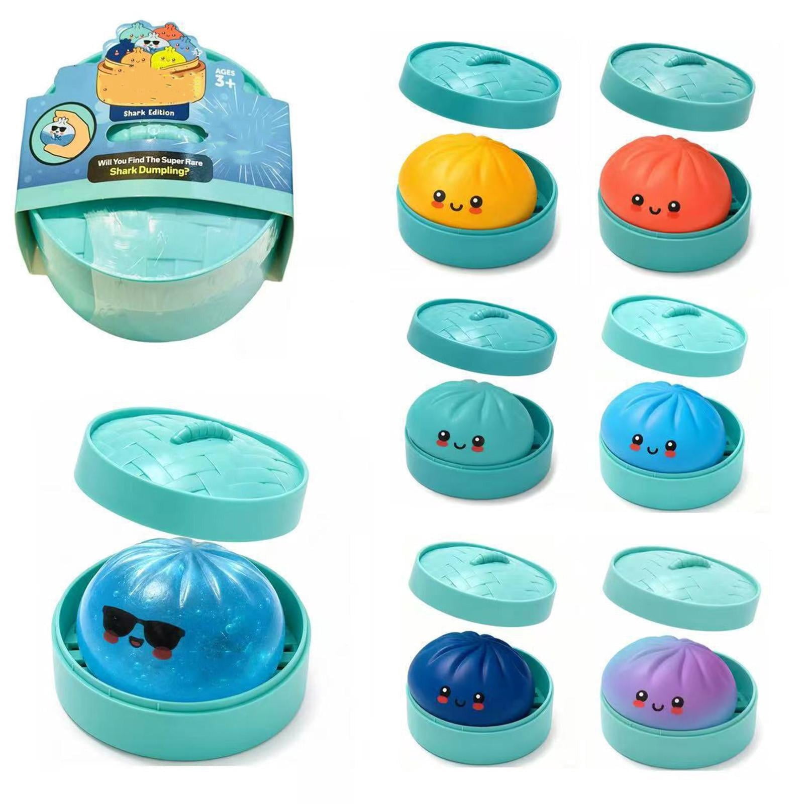 Shark Dumpling Squishy, Dumpling Squishy with Box, Random 1 of 7 Colors, Colorful Dumplings Squeeze Balls