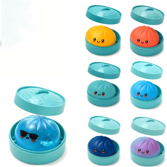 Shark Dumpling Squishy, Glitter Dumpling Squishy with Box, Colorful Dumplings Squeeze Balls Stress Relief Sensory for Holiday & Birthday GiftsRandom 1PCS Hidden Edition Shark 