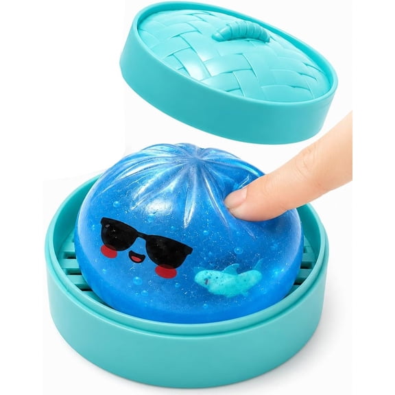 Shark Dumpling Squishy, Glitter Dumpling Squishy with Box, Colorful Dumplings Squeeze Balls Stress Relief Sensory for Holiday & Birthday Gifts