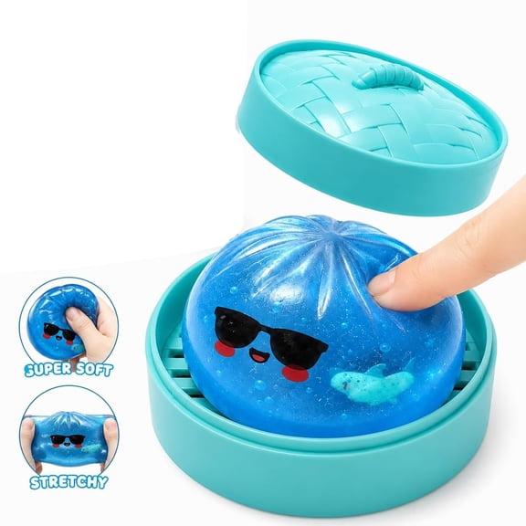 Shark Dumpling Squishy, Glitter Dumpling Squishy with Box for Birthday Gifts