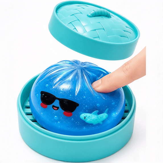 Toy Box Mode Shark Dumpling Squishy with Mini Shark Inside, Dumpling Squishy Stress ...