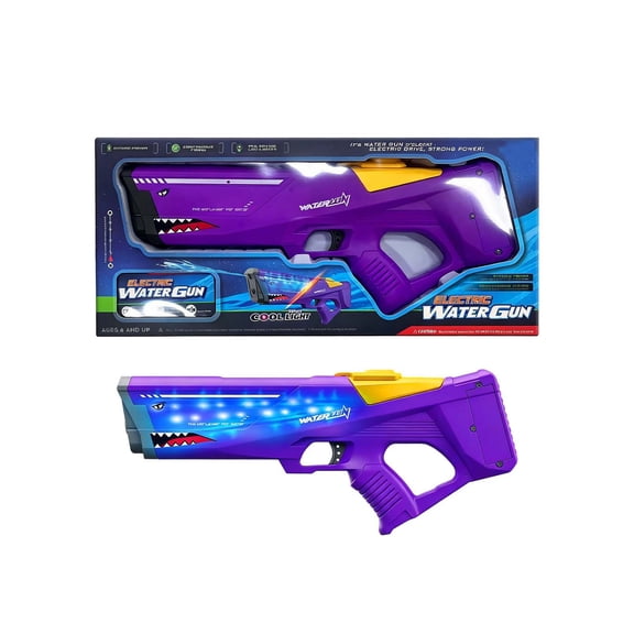 Shark Electric Water Gun With Led Light Powerful Long Range Summer Toy