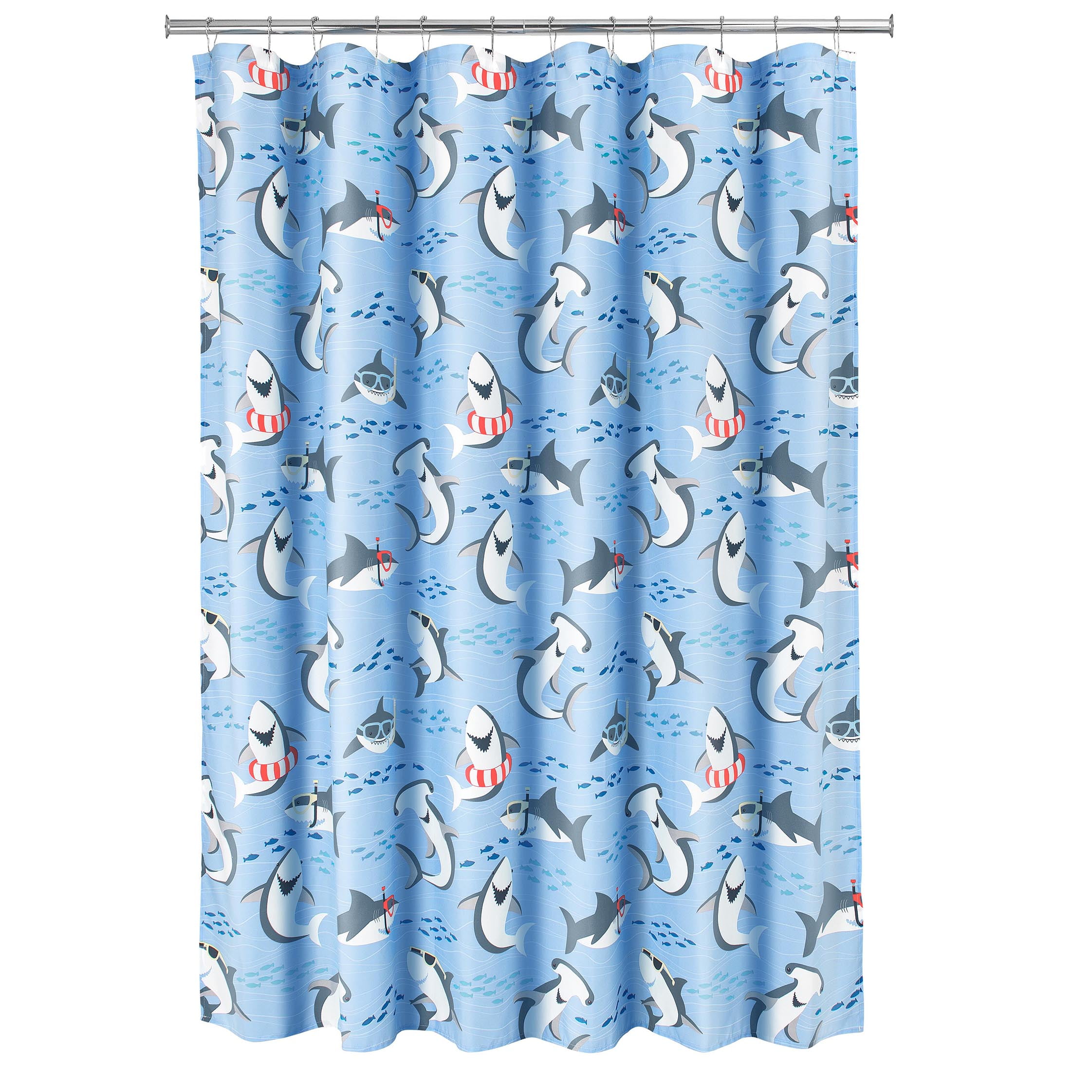 Shark Fabric Shower Curtain by Your Zone, Multi Print, 72" x 72" - Walmart.com