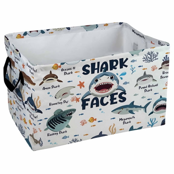 Shark Faces Pattern Storage Baskets Storage Boxes Home Decor Storage Clothes Organization And Storage Holiday Gifts, Laundry Hamper, Car Storage Basket Camping Picnic, Shelf Baskets