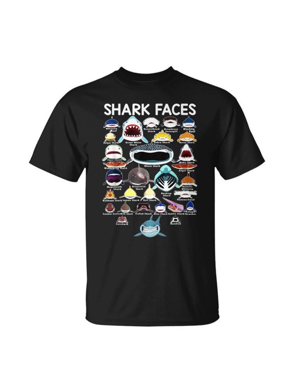 Shark Faces Type Of Shark Shark Faces Of All Kinds TShirt
