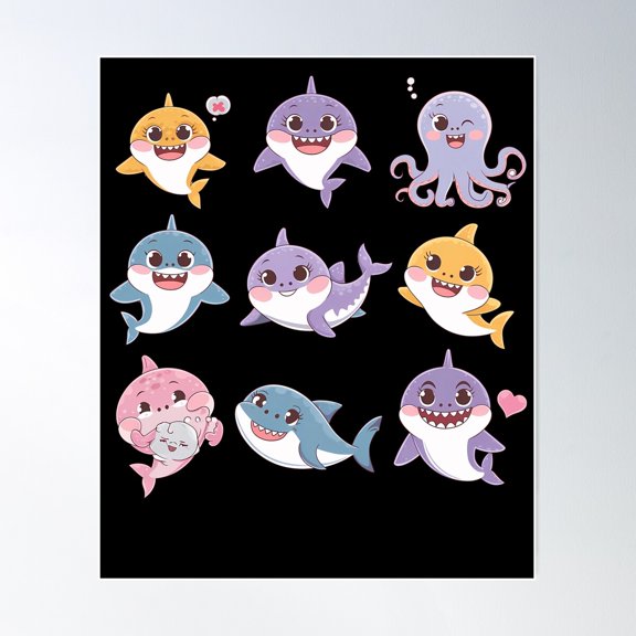 Shark Fierce & Majestic Ocean Predator Art Poster Wall Art, Modern Wall Decor For Living Room Bedroom, 8x12 UNFRAMED