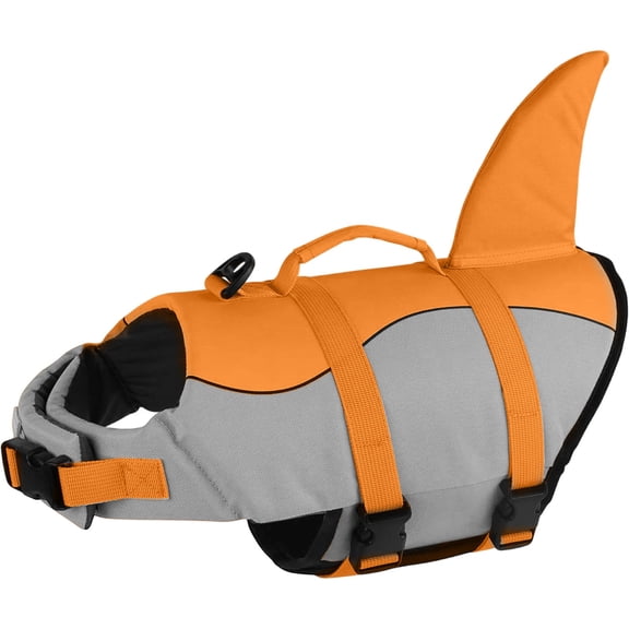 Shark Fin Dog Life Jacket XS Size Adjustable Pet Life Vest with Rescue Handle for Swimming Beach Boating