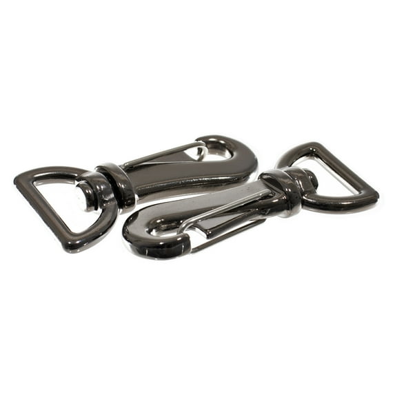 Shark Fin Snap Hooks - 360 Degree Swivel Snap Hook Attachment - Extended Fin - 1-Inch & 5/8-Inch Sizes - Black & Polished Nickel Color Options - Sporting, Fitness, Marine & Utility Use
