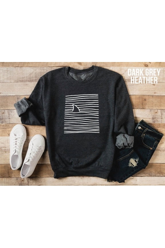 Shark Fin Sweatshirt: Swimming Shark Graphic Sweater All Size S-5Xl