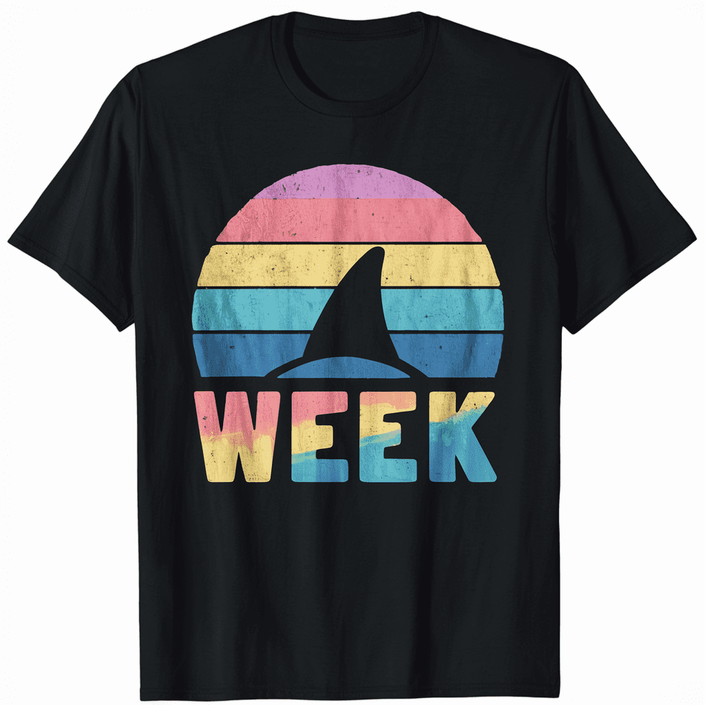 Shark Fin Tie Dye Week 2024 Lover Ocean Wildlife Summer Sea TShirt
