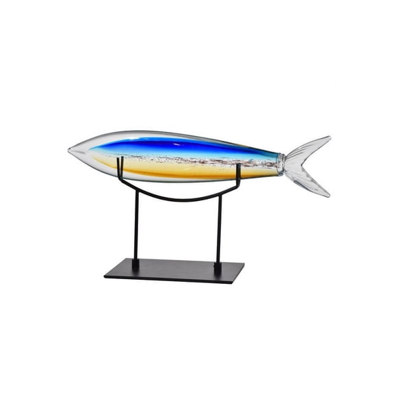 Shark Fish Glass Sculpture/Figurine in Ebony Black Finish