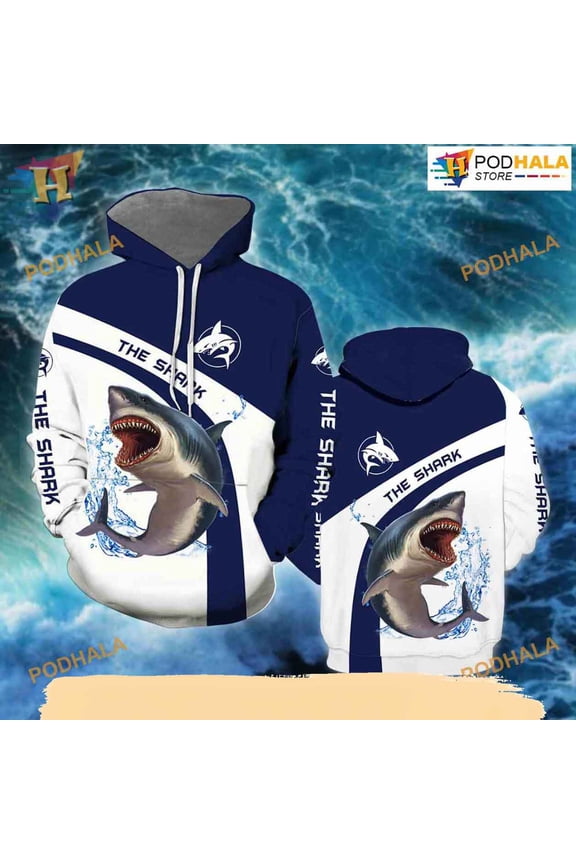 Shark Fishing All Over Printed 3D Hoodie T-Shirt