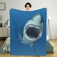 thumbnail image 1 of Shark Fleece Throw Blanket Sets 80x60, Great White Shark Cozy Plush Warm Lightweight Travel Blankets for Bedroom Living Rooms Sofa Beds Office, 1 of 6