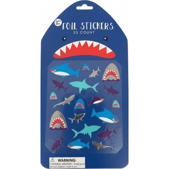 Shark Foil Stickers Pack 20 Count Shiny Ocean-Themed Stickers for Kids Crafts & Party Favors