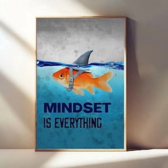 Shark Goldfish Mindset Poster, Poster Home Decor, Poster Only