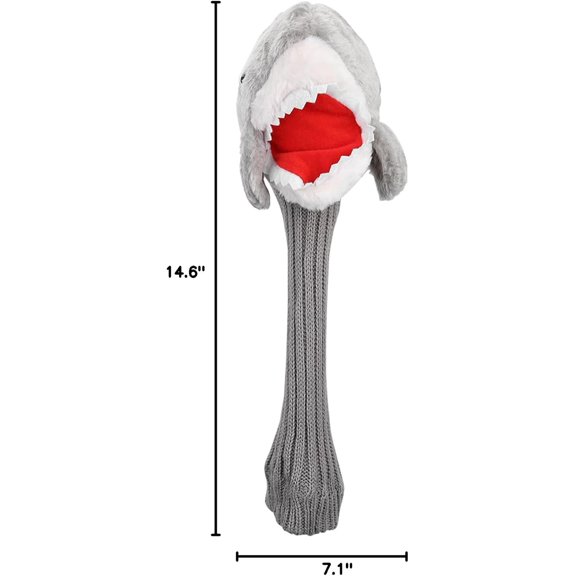 Shark Golf Head Cover, Animals Driver Headcover 3 5 Wood Putter Club Protector Funny Cartoon Plush Cloth Stylish Protection Long Neck for Adults Kids Golfer Men Women Lovers Gift Accessories