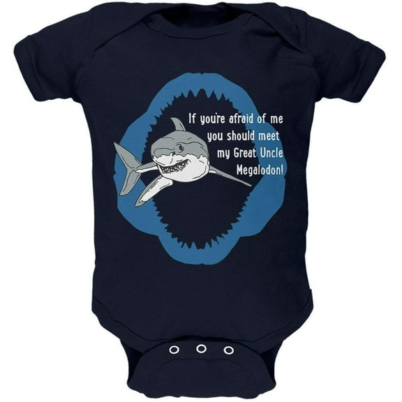 Shark Great White Great Uncle Megalodon Soft Baby One Piece Navy 0-3 M