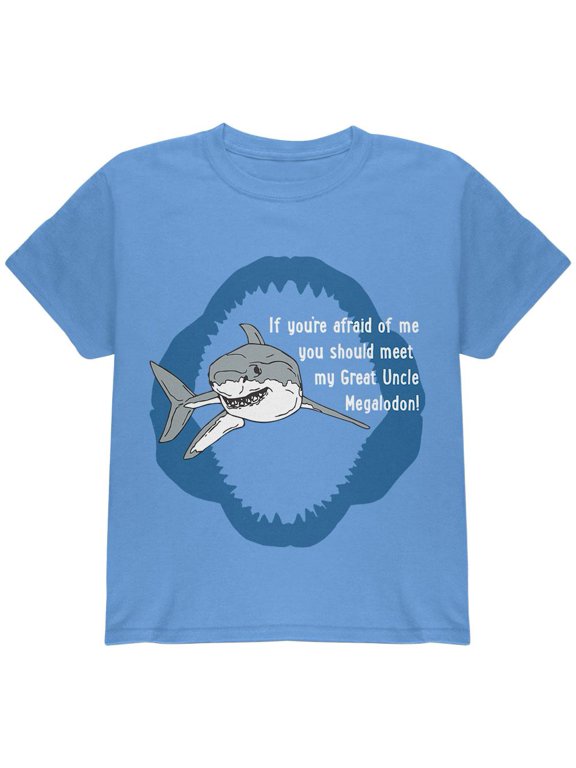 Shark Great White Great Uncle Megalodon Youth T Shirt Carolina Blue YMD