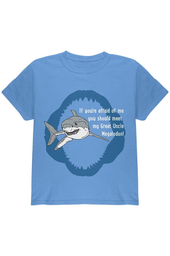 Shark Great White Great Uncle Megalodon Youth T Shirt Carolina Blue YMD