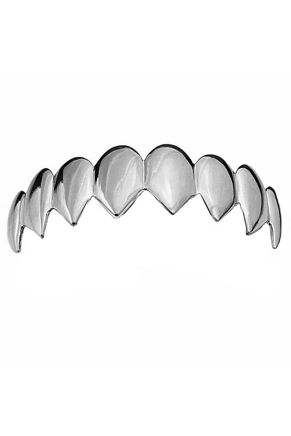Shark Grillz Eight Bottom Teeth Silver Tone 8 Tooth Great White Mouth Grills