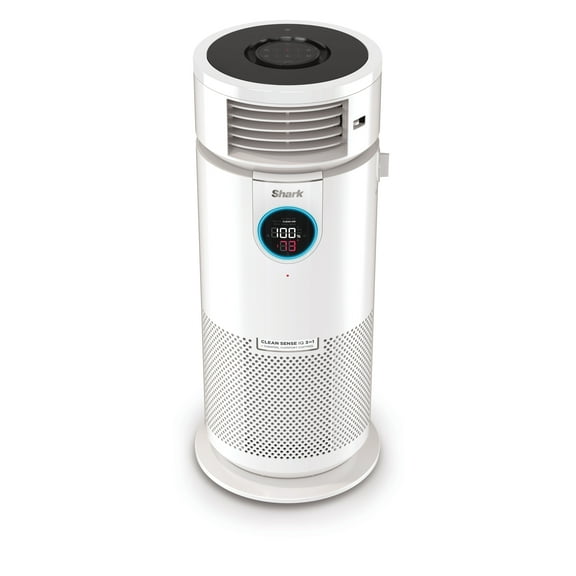 Shark CleanSense 3-in-1 Air Purifier, Heater & Fan, HEPA Filter, 500Sq Ft, Oscillating, Captures 99.98% of Particles for Clean Air, Dust, Smoke & Allergens, HC450 White