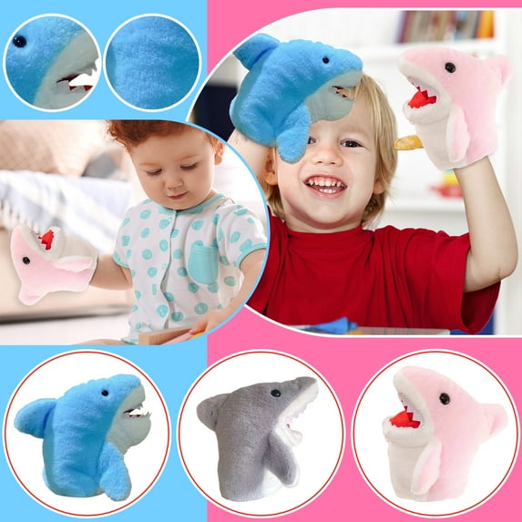 Shark Hand Puppet with Movable Mouths for Speech Therapy Social Emotional Learning & Dramatic Play, Mini Shark Early Education Toys for Relatives, Friends, Children or Used at Concerts
