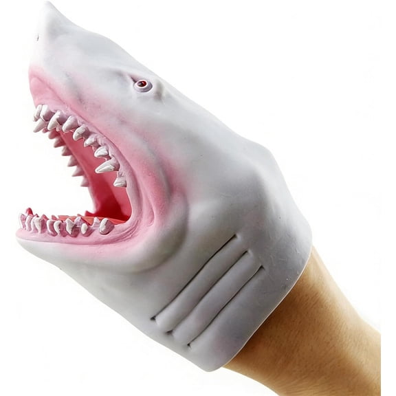 Shark Hand Puppet, Realistic Soft Rubber Animal Glove Toy, Interactive Shark Head Puppet, Fun Educational Play Prop for Storytelling, Role Play