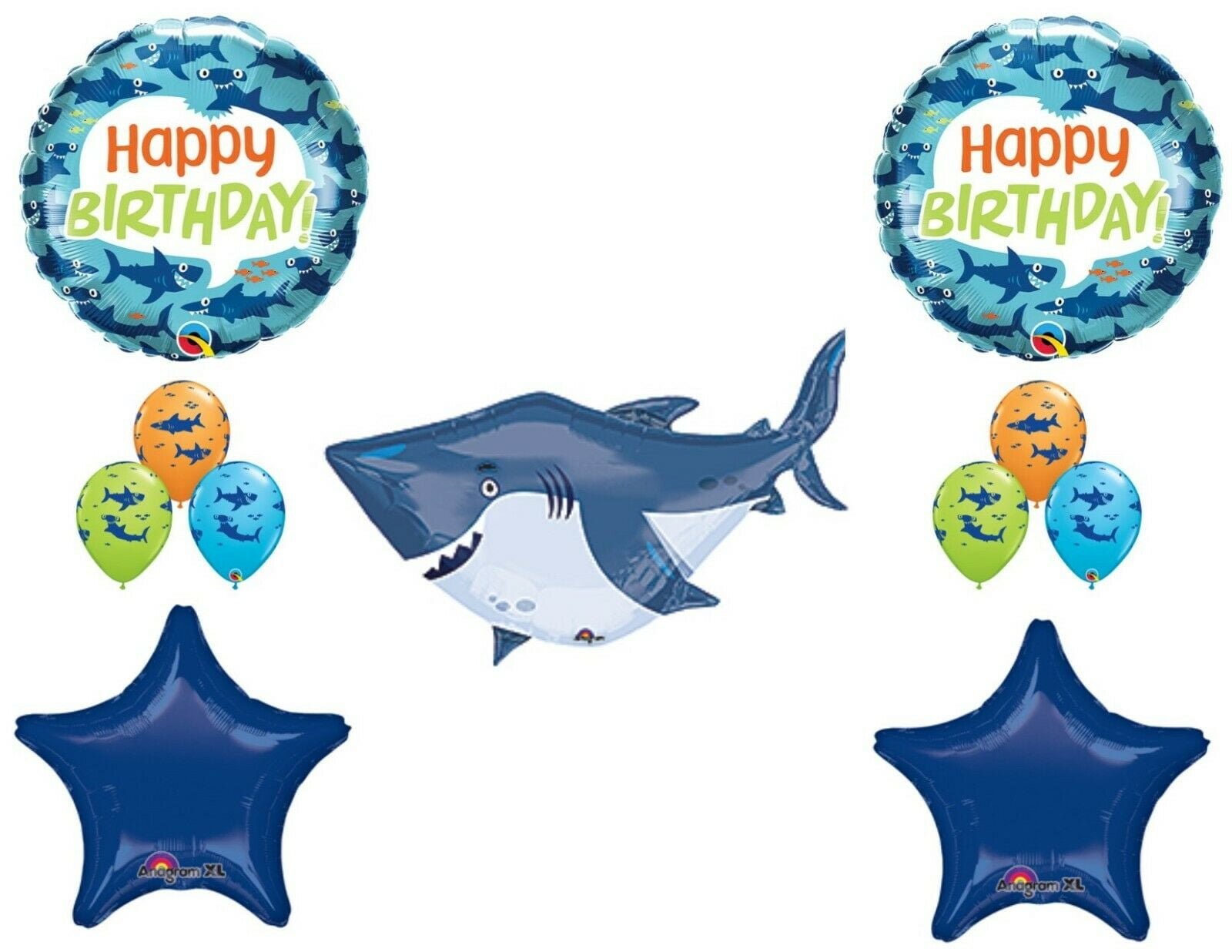 C & S PARTY SUPPLY Shark Happy Birthday Party Balloons Decoration Supplies Tank Decorations