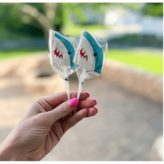 Shark Head & Fin Mixed Fruit Lollipops  12 Ct., 2" Individually Wrapped Party Favors