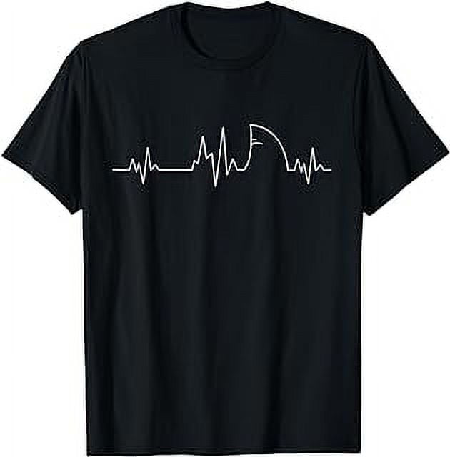 Shark Heartbeat EKG Funny Fish Fin Pulse Ocean Animal Lovers T-Shirt ...
