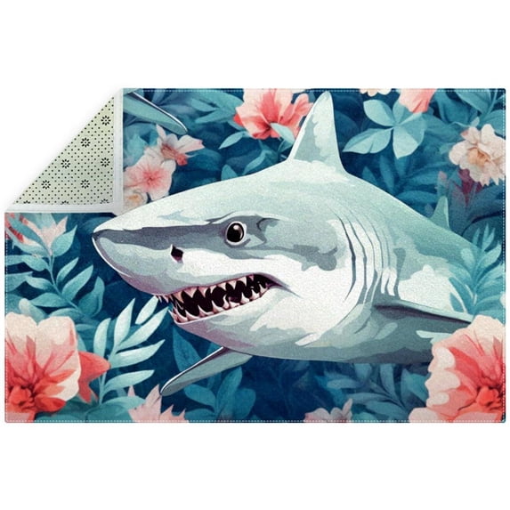 Shark High-Quality Polyester Indoor Floor Mat - Durable and Soft Rug for Living Room, Bedroom, and Office - Carpet with Right Angle Design - Easy to Clean and Maintain