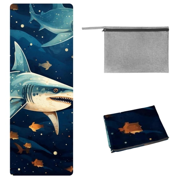 Shark Hot Yoga Towel with Storage Bag, 72.8"x26.8", Suitable for Yoga, Pilates, Fitness, Gym Towels