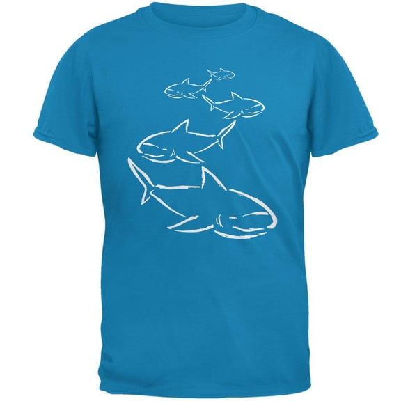 Shark Hunting Line Handdrawn Mens T Shirt Sapphire SM