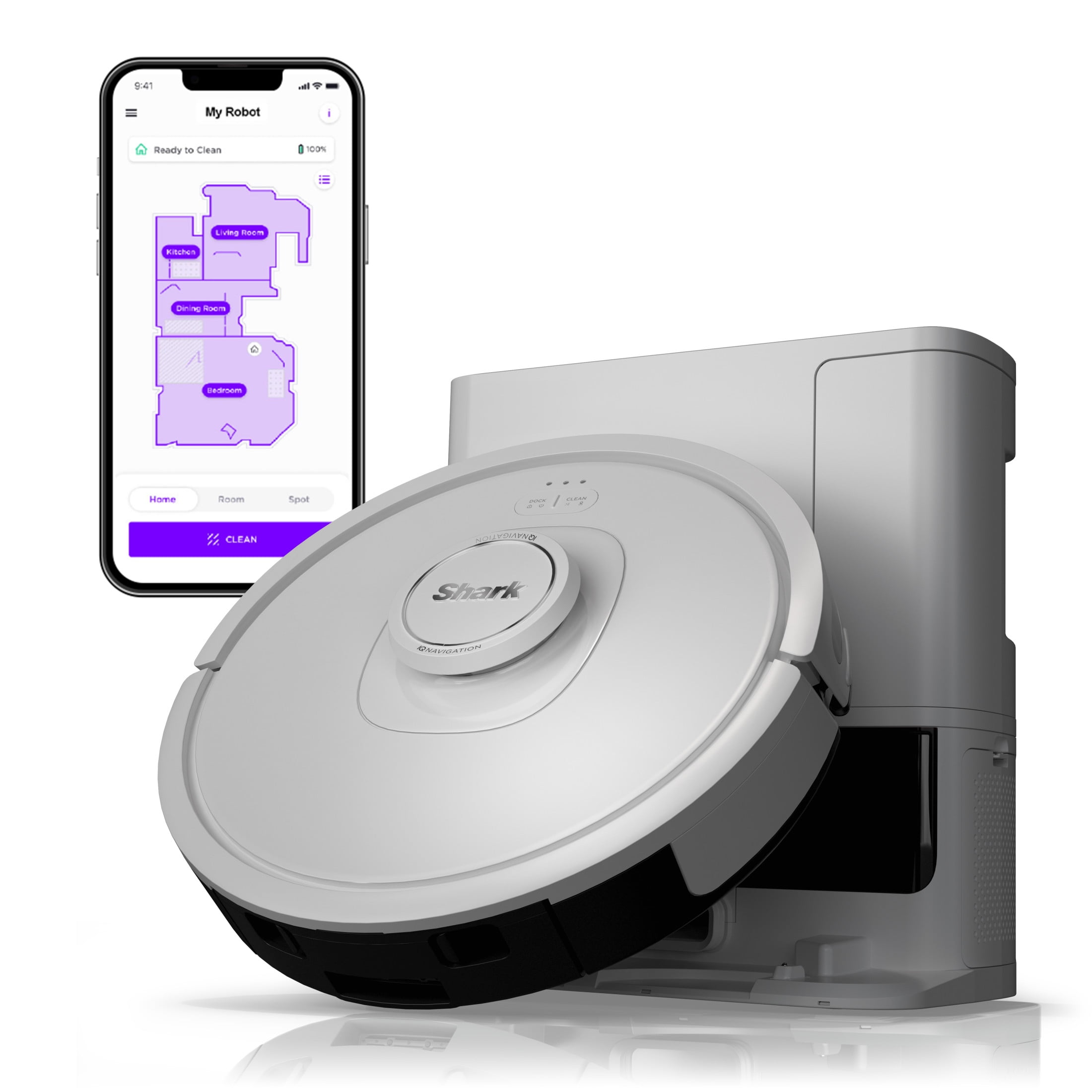 Shark IQ Robot Vacuum, Auto Empty, Carpet & Hard Floor, Pet Friendly, IQ Navigation, 60 Day Capacity Base, RV2303AE