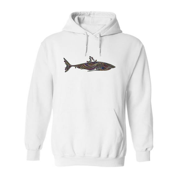 Shark In Patterns Hoodie Men -Image by Shutterstock, Male XX-Large