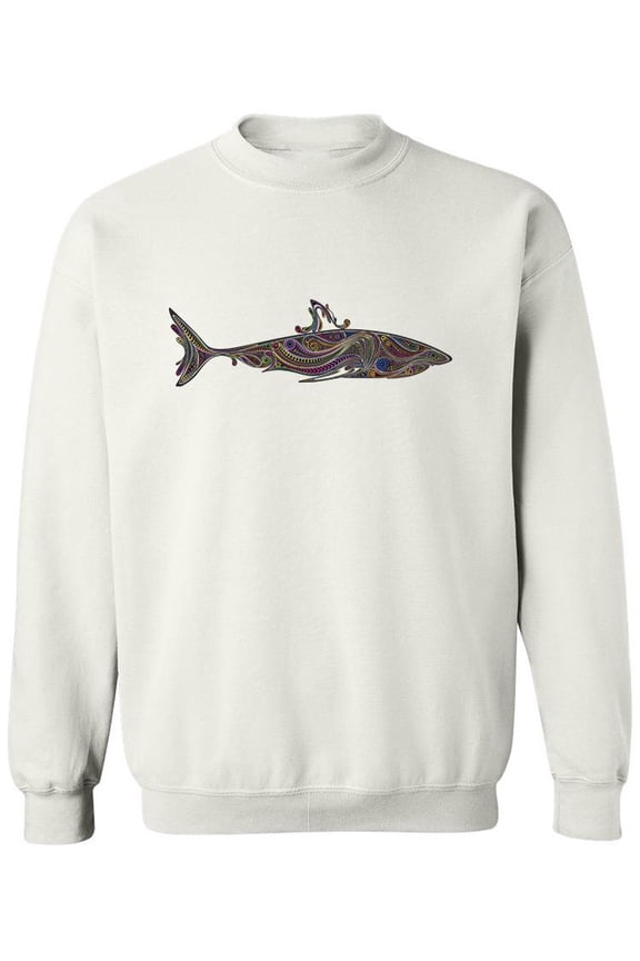 Shark In Patterns. Sweatshirt Men -Image by Shutterstock, Male Medium