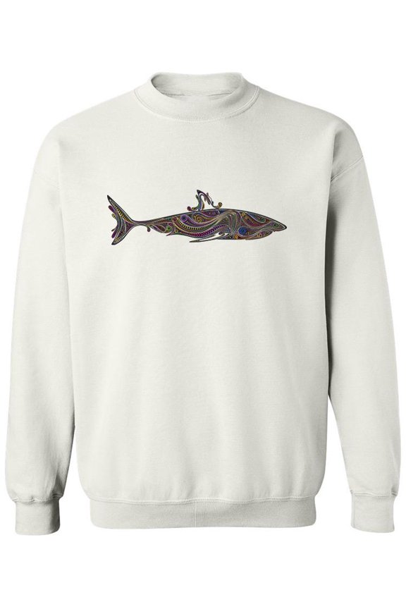Shark In Patterns. Sweatshirt Men -Image by Shutterstock, Male Small