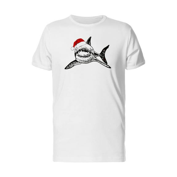 Shark In Santa Hat Pen Style T-Shirt Men -Image by Shutterstock, Male Medium