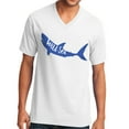 thumbnail image 1 of Shark In Wild Sea Graphic Design Men's Big Size Core Cotton V-Neck T-Shirt - White 4XL, 1 of 2