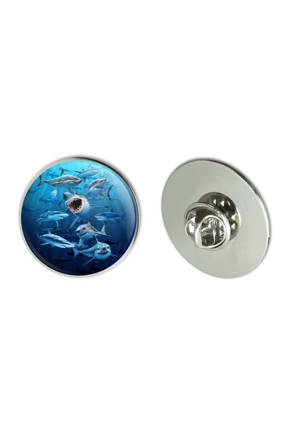 Shark Infested Waters Great White Metal 1.1" Tie Tack Hat Lapel Pin Pinback