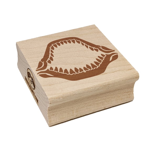 Shark Jaw Teeth and Bone Square Rubber Stamp Stamping Scrapbooking Crafting - Large 2.75in