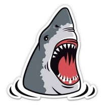 Shark Jaws Scary - 3" Vinyl Sticker - For Car Laptop I-Pad Phone Helmet Hard Hat - Waterproof Decal