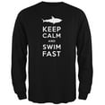 thumbnail image 1 of Shark Keep Calm and Swim Fast Black Adult Long Sleeve T-Shirt - 2X-Large, 1 of 1
