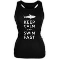 thumbnail image 1 of Shark Keep Calm and Swim Fast Black Juniors Soft Tank Top - Small, 1 of 1
