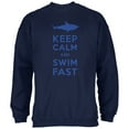 thumbnail image 1 of Shark Keep Calm and Swim Fast Navy Adult Sweatshirt, 1 of 1