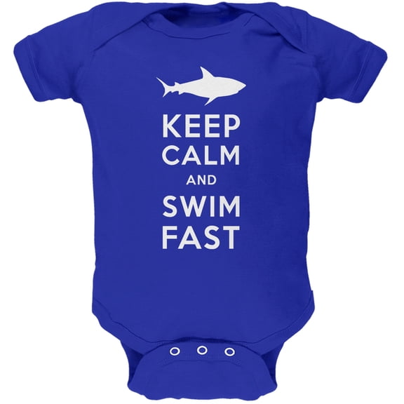 Shark Keep Calm and Swim Fast Royal Soft Baby One Piece - 18 month