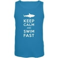thumbnail image 1 of Shark Keep Calm and Swim Fast Turquoise Adult Tank Top, 1 of 1